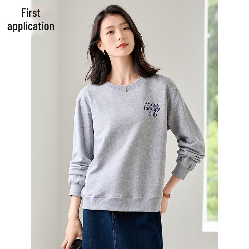 Women's Round Neck Letter Embroidered Sweatshirt