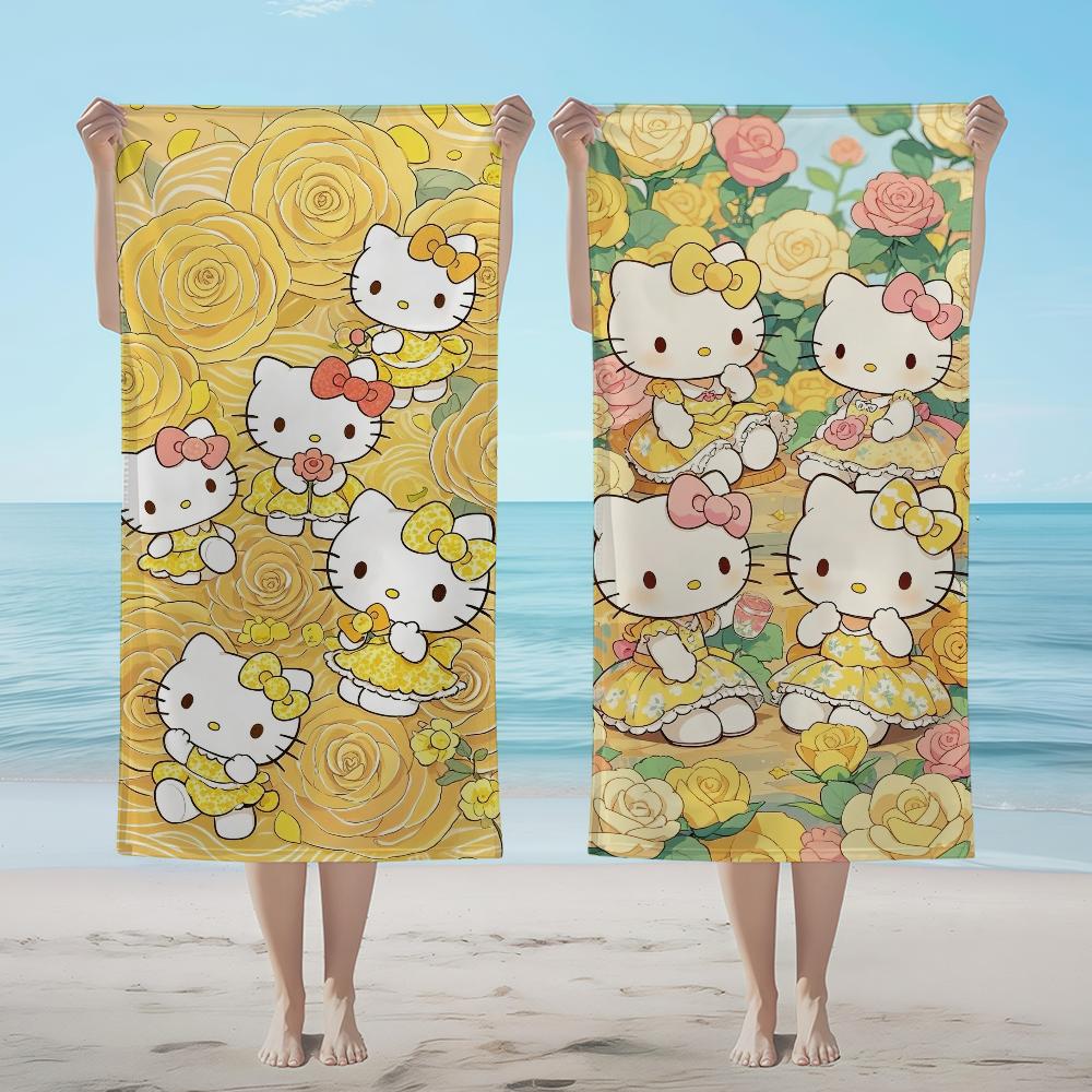 Towel Textile Bathrobe Flower Beach Quick-Drying K-KittyS Yellow SRO Lightweight Portable Camping H-HelloS Swim Pool Travel