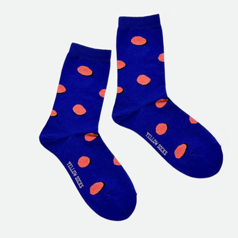 

ЖЕЛТЫЕ НОСКИ ВИНТАЖНЫЙ ГОРОШЕК СИНИЕ Blue