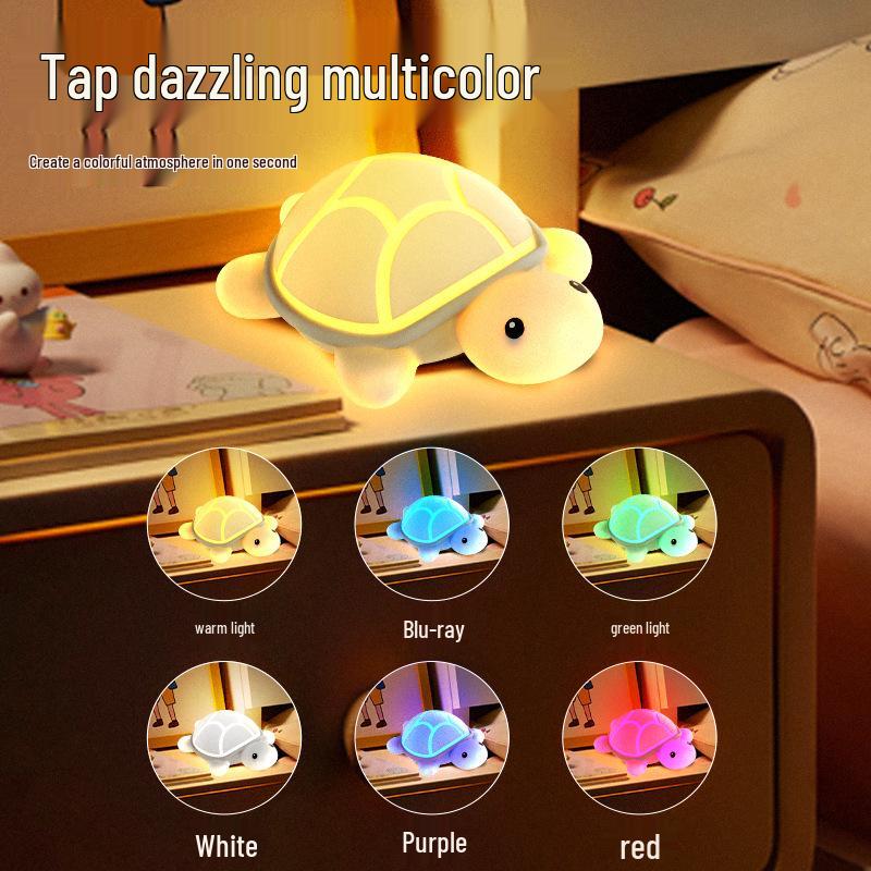 Turtle Silicone Night Light – USB Rechargeable, Cute Cartoon Design for Kids' Bedrooms