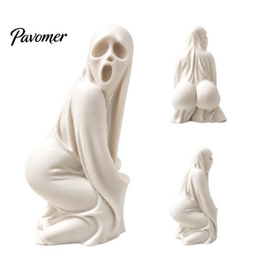 Ghost Figurine Funny Halloween Booty Figurine, 3D Printed Quirky Statue, Whimsical Home Ornament Hilarious Desktop Decoration for Office Tabletop