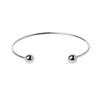 Stainless Steel Silver Open Bangle Adjustable Bracelet Two Bead Cuff Bangle Stylish Wristband with Adjustable Sizing