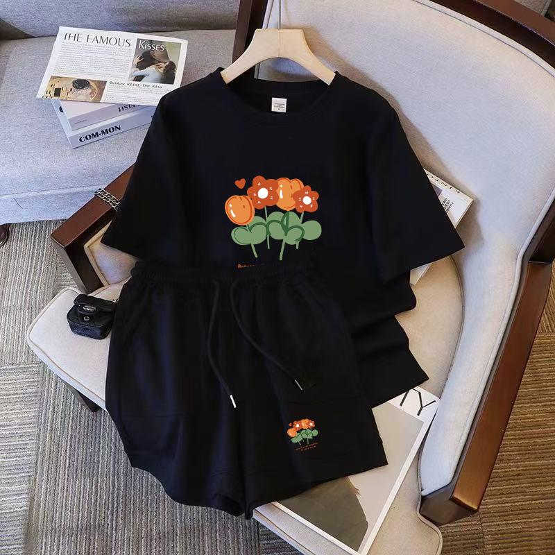 2025 Summer Korean Harajuku Short-sleeve T Shirt and Shorts Y2k Running Two-piece Set Young Girl Academic Style Casual Loose Sports Suits for Women