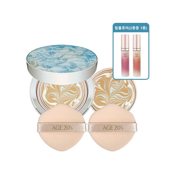 Age 20 s Pact Aura Essence Cover Blue Main Product + Refill + Lipstick No.23(blue case)+refill+lip volumizer(random)