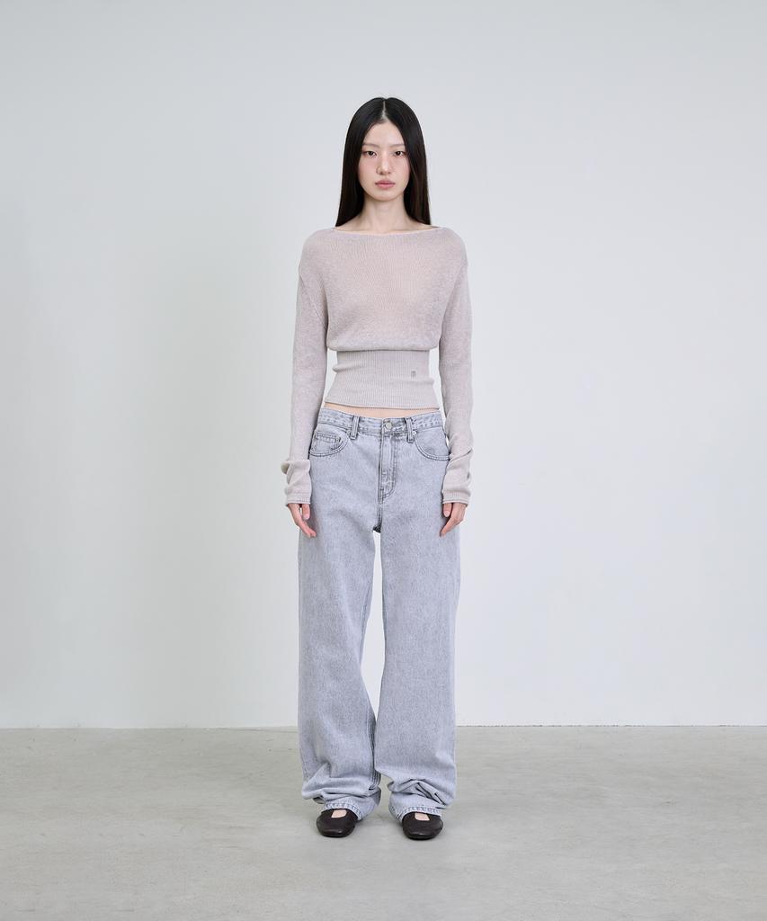 Deoaeteus Hemp Linen Boatneck Pullover_Light Gray
