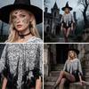 Spiders Costume Adult Cape Tights Necklace Chocker Earings Mask and Witch Hat Halloween Costume Outfit for Women