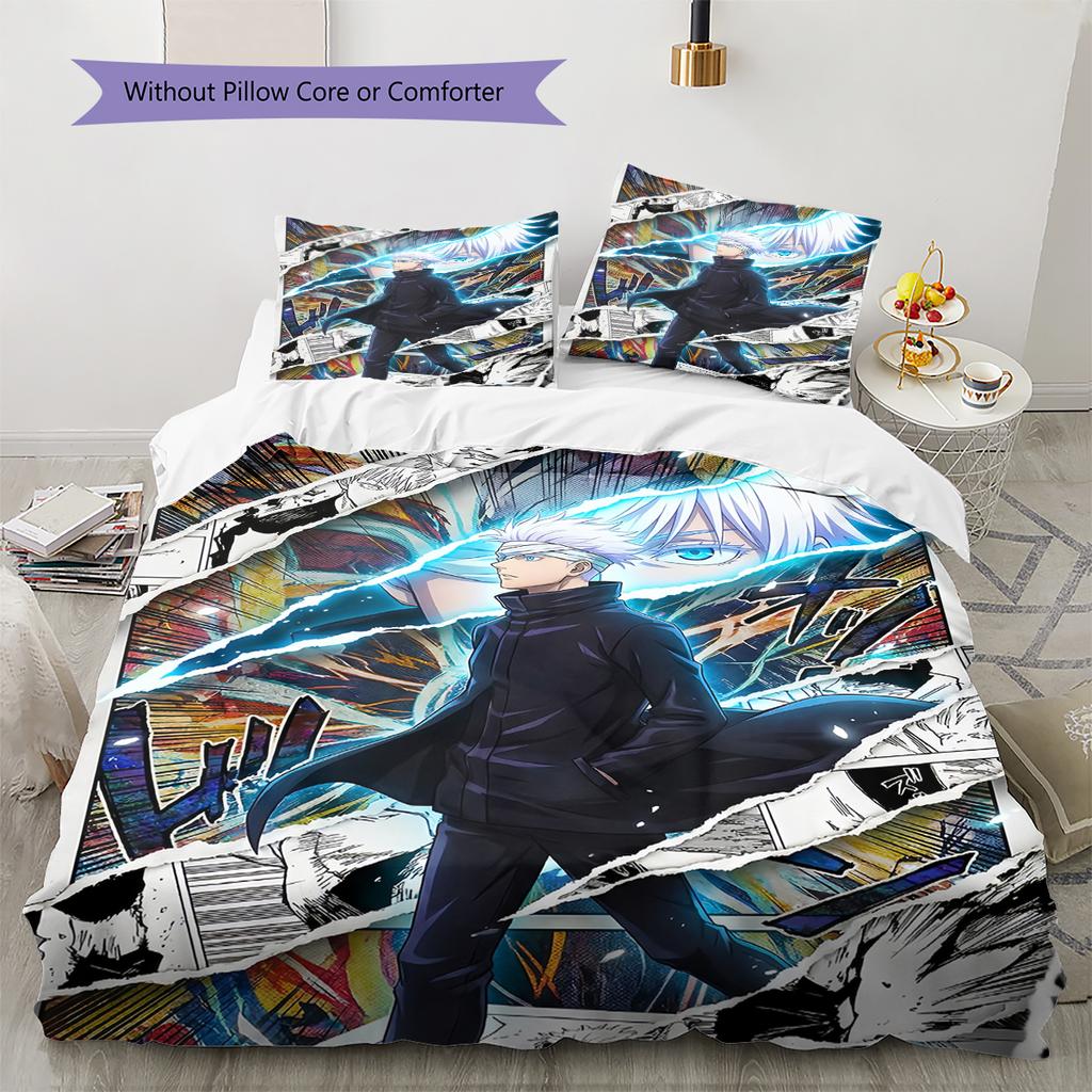 Satoru Gojo Pattern Bedding Quilt Set  Home Decoration  Gift (1 * duvet cover + 2 * pillowcase  without core)