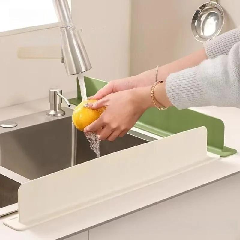 Silicone Kitchen Sink Water Splash Guard Washing Basin Anti-splash Stopper Waterproof Splatter Screen Bar Anti-water Board