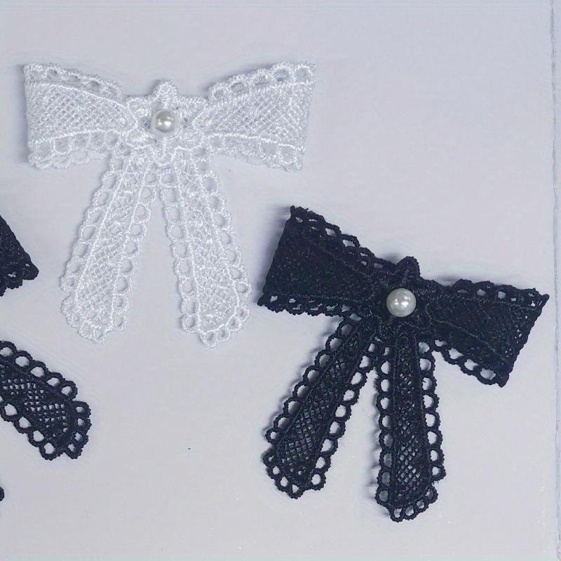 10Pc 3D Double-layer Handmade Bead Bow Embroidered Cloth Sticker Headband Decorative Cloth Sticker