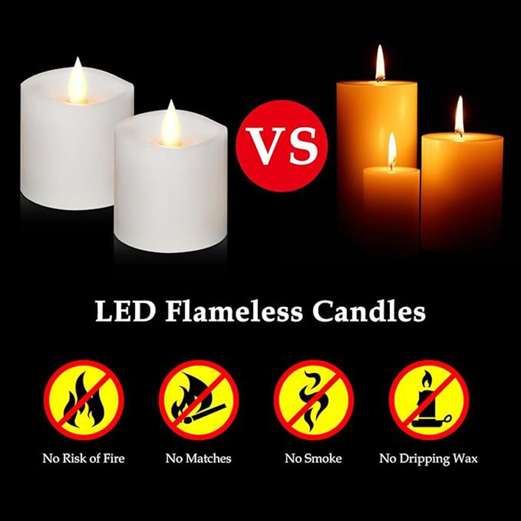 Ivory Flameless Pillar Candles with Remote, LED Candles Battery Operated, Real Wax Electric Candles Flickering