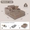 67" Oversized Chaise Lounge Chair Indoor, Soft Boneless Cloud Couch with 3 Pillows, 4 Side Pockets and 2 Cup Holders, Comfy Cor