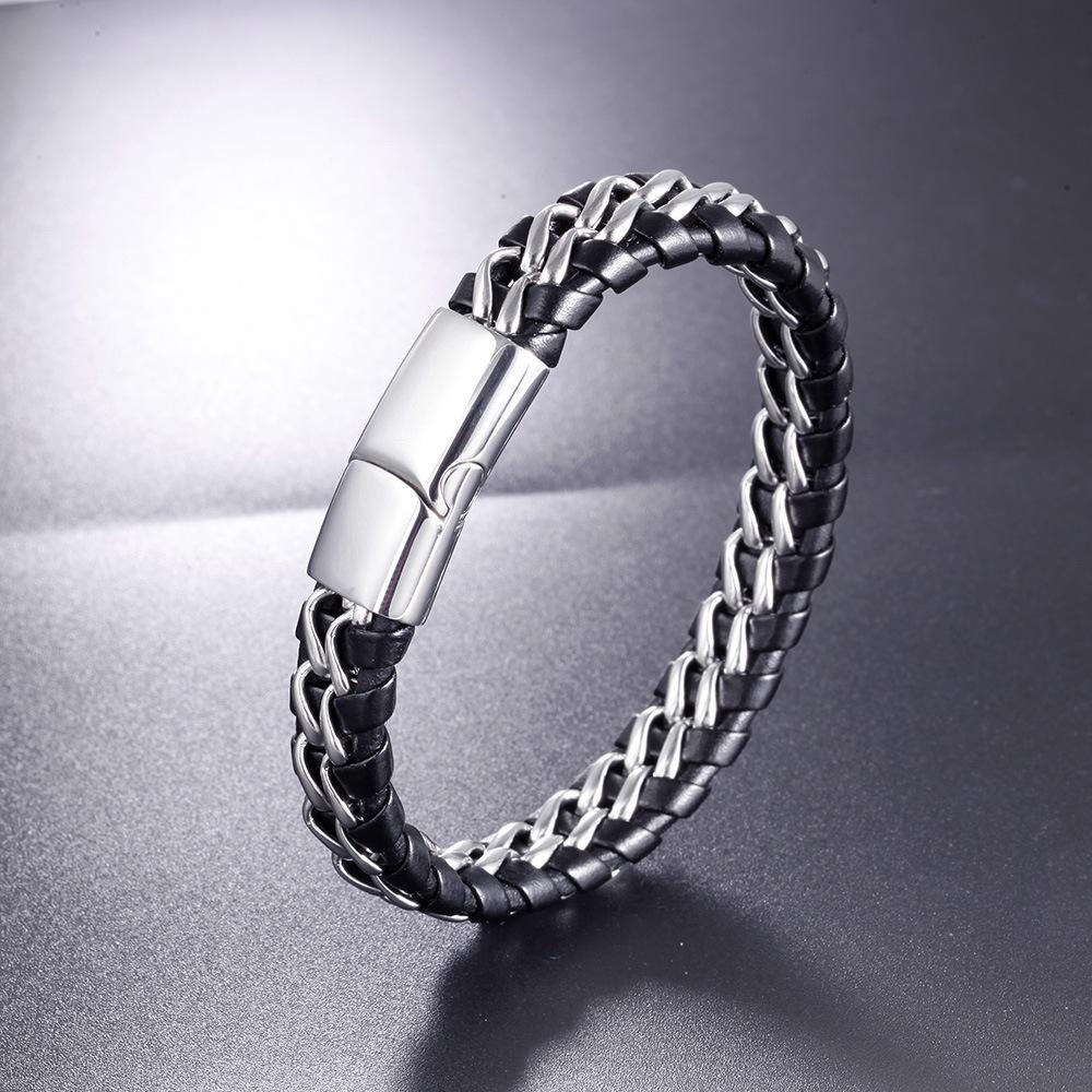 Fashion Bracelet, Men's Bracelet, Leather Rope Double Chain Braided Bracelet