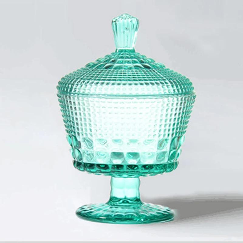 Stained Glass Candy Jar European Retro Storage Jar with Lid Storage Jar Household Storage Box Home Decoration Accessories