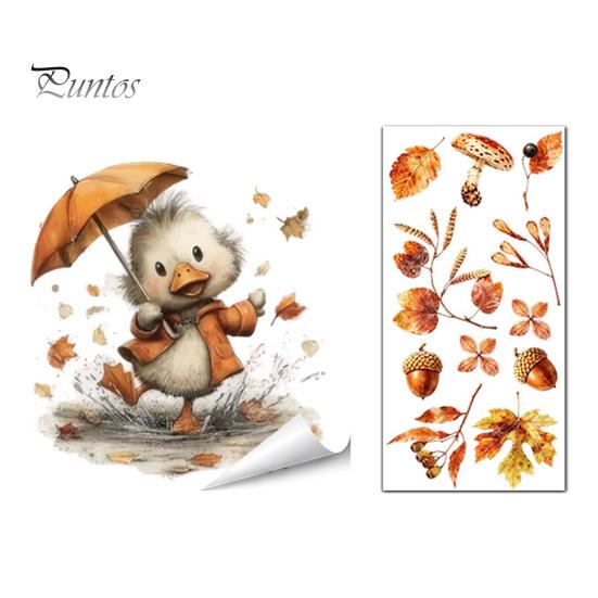 Removable Fall Window Stickers for Home Autumn Static Sticker with Cute Animals & Maple Leaves, Harvest Seasonal Glass Living Room Festival