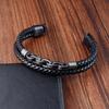 Men's Handmade Bracelet Black Leather Chain Bracelet Magnet Buckle Vintage Jewelry 2026