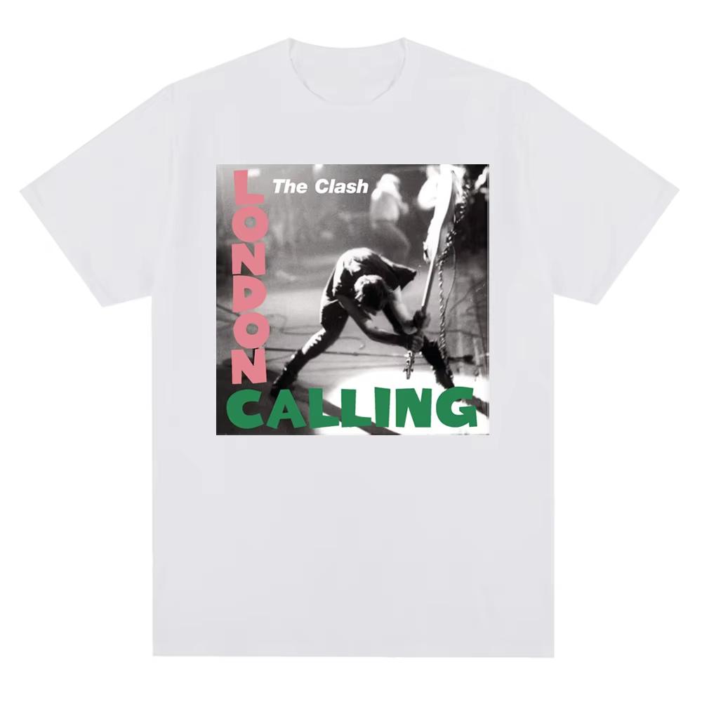New Crew Neck The Clash London Calling Vintage Design Print Graphic T Shirt Men Music Rock Band Cotton Tees Unisex Clothing Top