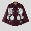INCERUN Men Lapel 3/4 Sleeve Floral Print Casual Loose Oversized Shirts Tops