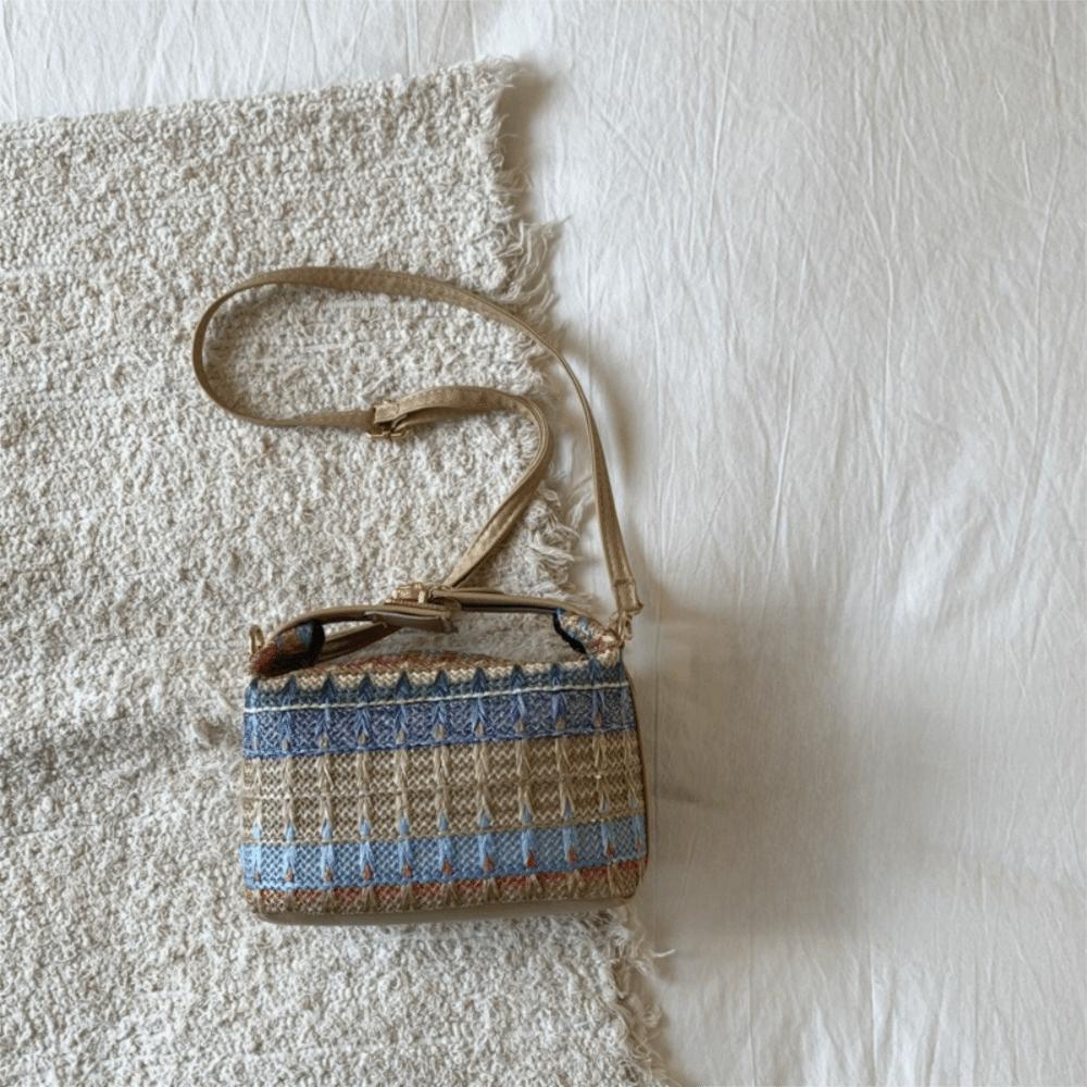 Trendy Ethnic Style Weave Crossbody Bag Casual Portable Shoulder Bag Multifunctional Handbag Women хаки