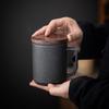 OLOEY Ceramic Tea Infuser Mug with Wooden Lid, 360ML