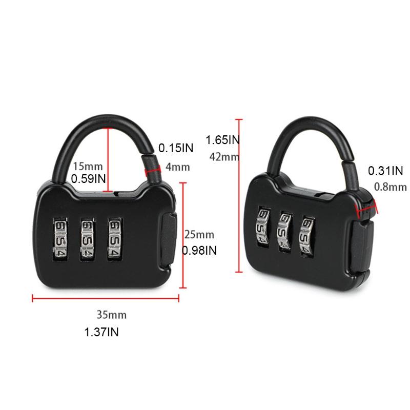 3 Digit Code Combination Padlock Small Travel Luggage for Case Lock Keyless Shackle Lock for Backpack Gym School Locker
