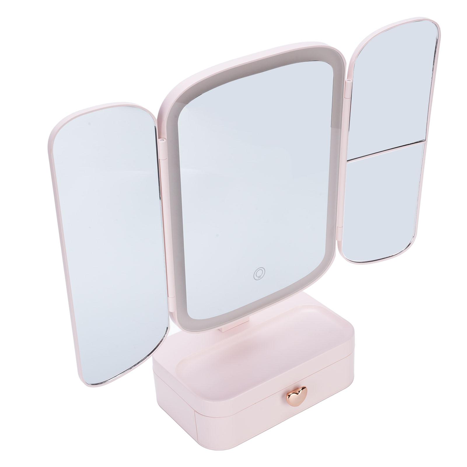 

Настольное зеркало для макияжа с подсветкой и органайзером, 3 цветовых температуры, затемнение, USB-зарядка, светодиодная лампа