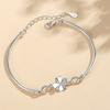 Elegant Rhinestone Clover Jewelry Set Women Sterling Bracelet Necklace Earring Gift
