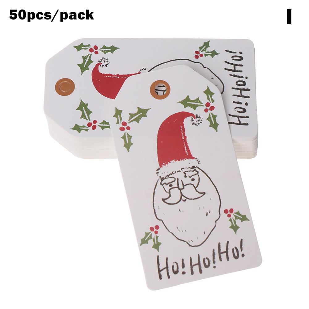 50PCS Merry Christmas DIY Kraft Tags Labels Gift Wrapping Paper Hang Tags Santa Claus Paper Cards Xmas Party Supplies