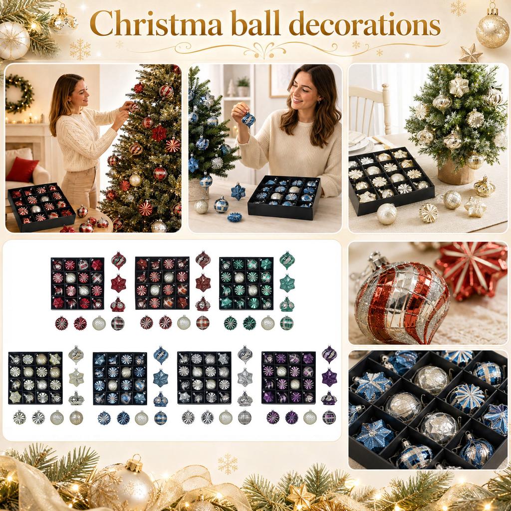 Christmas Ball Ornaments 6 Set, Electroplated Painted Hanging Tree Decorations with Gift Box
