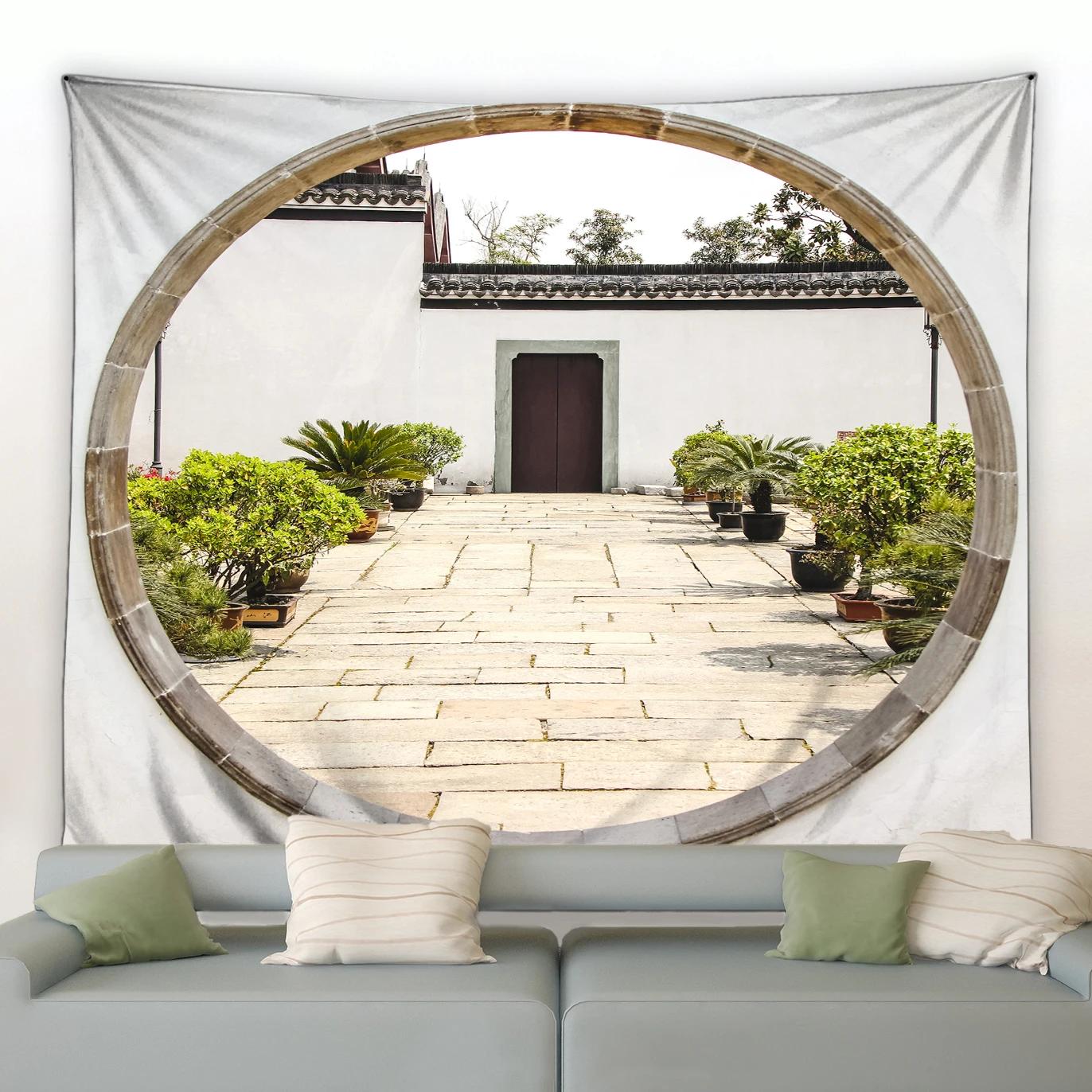Landscape Big Tapestry Italy Rural Small Town Street Retro Style Background Decor Hippie Wall Hanging Tapestries Bedroom Blanket 74x94cm(29x37in)