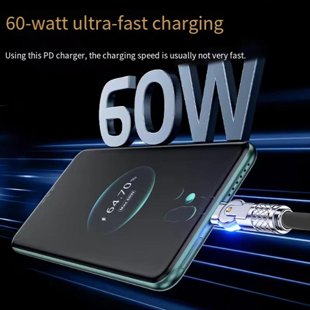 Type-C to Type-C 180° Swivel Double Elbow Mech Data Cable Fast Charging & Data Transfer Cable for Laptops and Tablets 2m