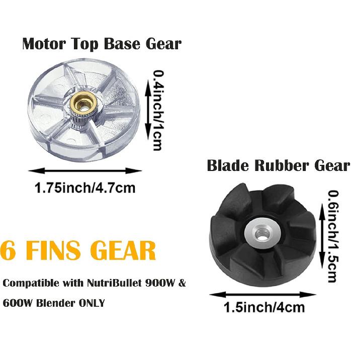 Replacement Parts Compatible with Nutribullet Blender 600W Pro 900W Blade and Base, Motor Top Base Gear and Rubber Gear Set Including Shock Pad