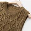Women's Autumn Sleeveless Knit Vest – Versatile Layering Cardigan, Loose Fit, Yellow Brown (2025 New)