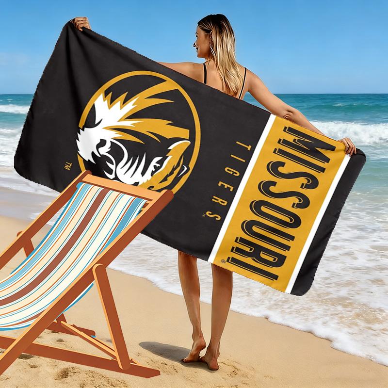 Missouri Tigers Print Beach Towel, Large Soft Quick Dry Towel for Beach Camping Swimming