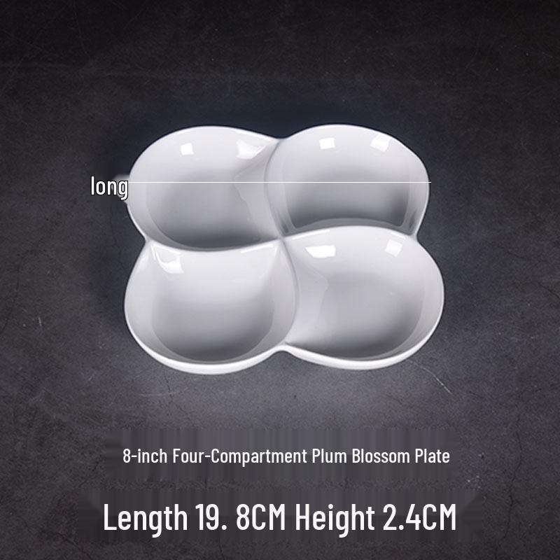 Керамическая тарелка с четырьмя отделениями для контроля порций для здорового питания и снижения веса