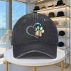 Rainbow Paw Heart Baseball Cap Washed Denim Adjustable Vintage Street Style Hat for Unisex