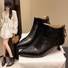 Women's Ankle Boots Vintage Pointed Toe Leather Boots Fashion Casual High Heeled Boot Classic Women Chelsea Boots Botas De Mujer