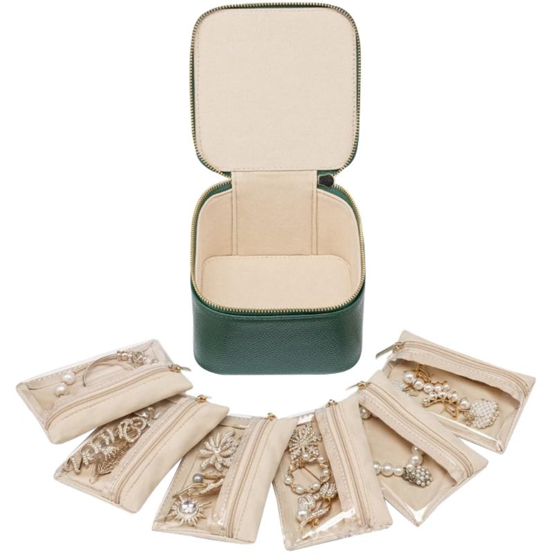 Portable Jewelry Box with 6 Compartments Compact Jewellery Storage Case Jewelry Holder Stylish Valentines Day Gift