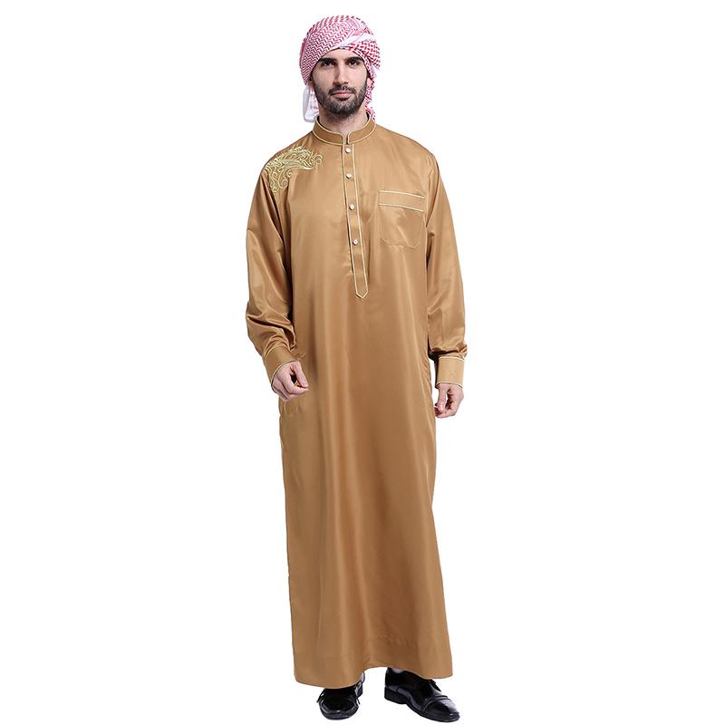 GenericMen Casual Stand Collar Islamic Solid Color Set Muslim Western Shirt GenericMen Casual Stand Collar Islamic Solid Color Set Muslim Western Shirt