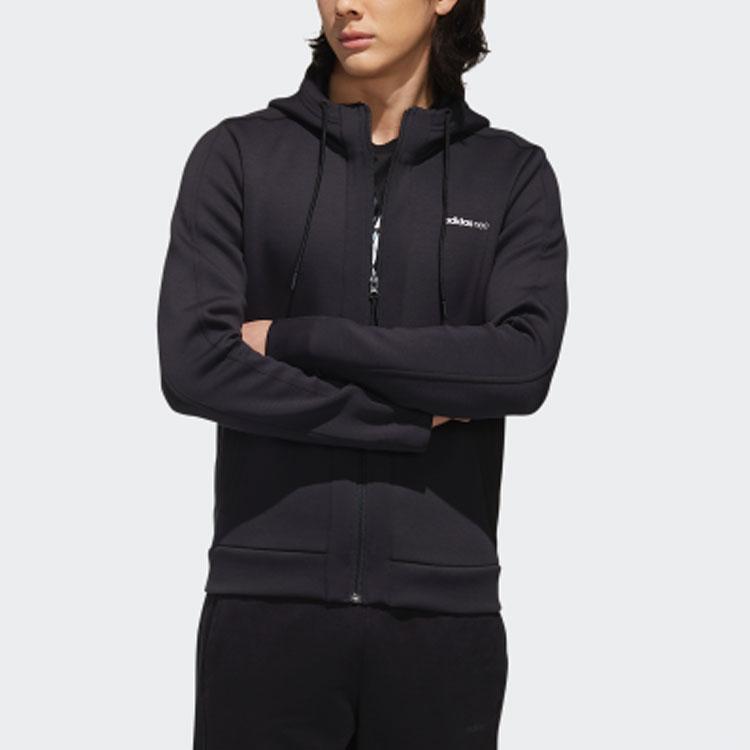 Adidas Neo Casual Sports Hooded Jacket Men Outerwear Black BQ0794