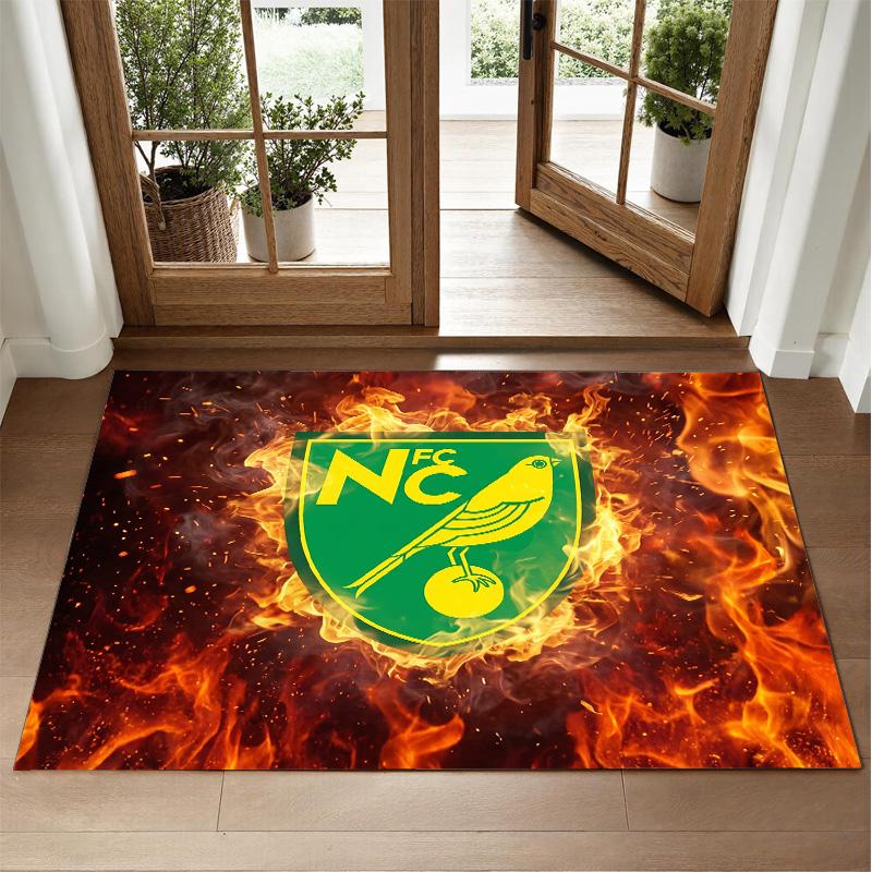 Norwich City Football Design Crystal Velvet Rug Soft Decorative Mat for Bedroom Entrance