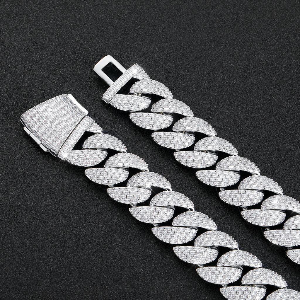 BES Fashion Gold Plated Chunky 22mm Miami Bubble Cuban Chain Bracelet Iced Out Baguette Zirconia Cuban Link Bracelet for Men