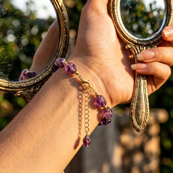 Damen Armband Unregelmäßige Natursteinperlen Verstellbare Länge Armband Bequem zu tragen Handgelenk Vielseitiges Accessoire
