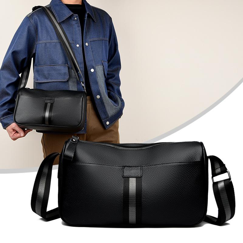 First Layer Cowhide Simple Men's Single Shoulder Crossbody Bag for Commuting and Leisure, Large Capacity Small Shoulder Bag, New Style Bag