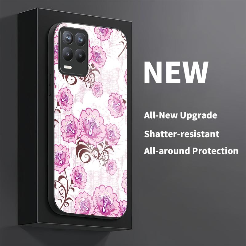Floral Painting Phone Case For OPPO Realme 8S 7i 7 6 Pro 6S 6i 9 5G 9i 8i 9 Pro Plus Silicone Protective Glass Anti-knock Cover