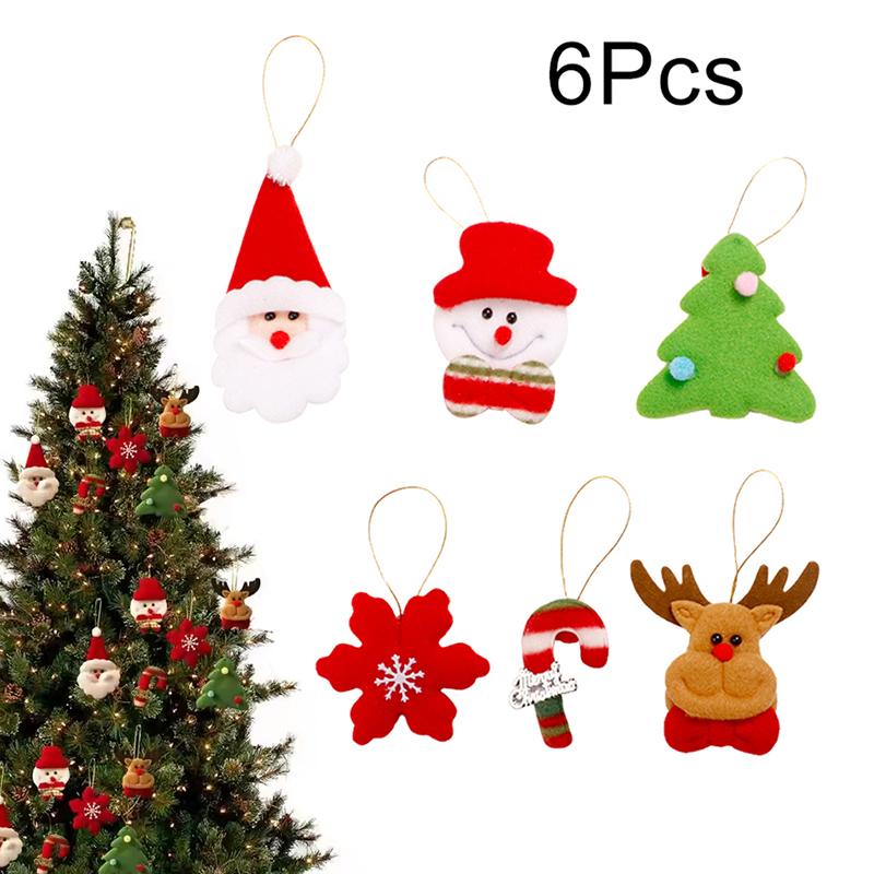 6Pcs/Set Snowman Hanging Reindeer DIY Santa Claus Felt Fabric Snowflake Cute Christmas Ornament Xmas Tree