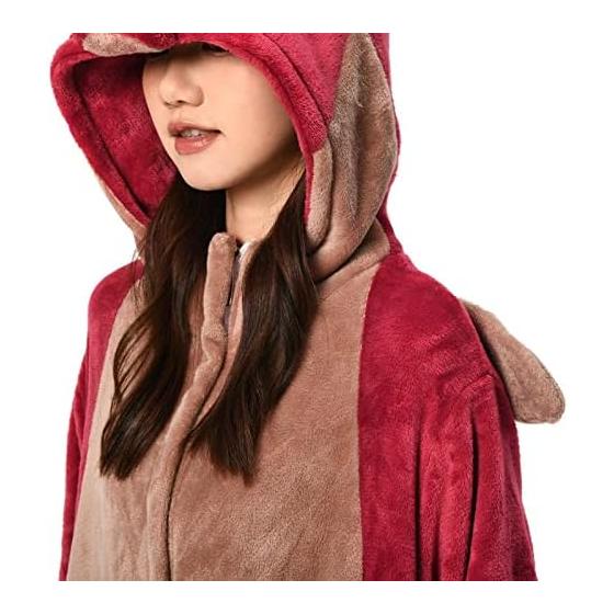 [OLAOLA] Dragon Kigurumi Pajamas for Adults Red Halloween Costume Disguise Animal Loungewear Dragon Fluffy Warm Cold Weather Room Wear Flannel Unisex