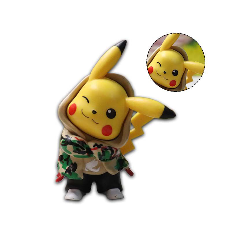 Anime Go Pikachu Denim Clothes Action Figure Cosplay Pocket Decoration