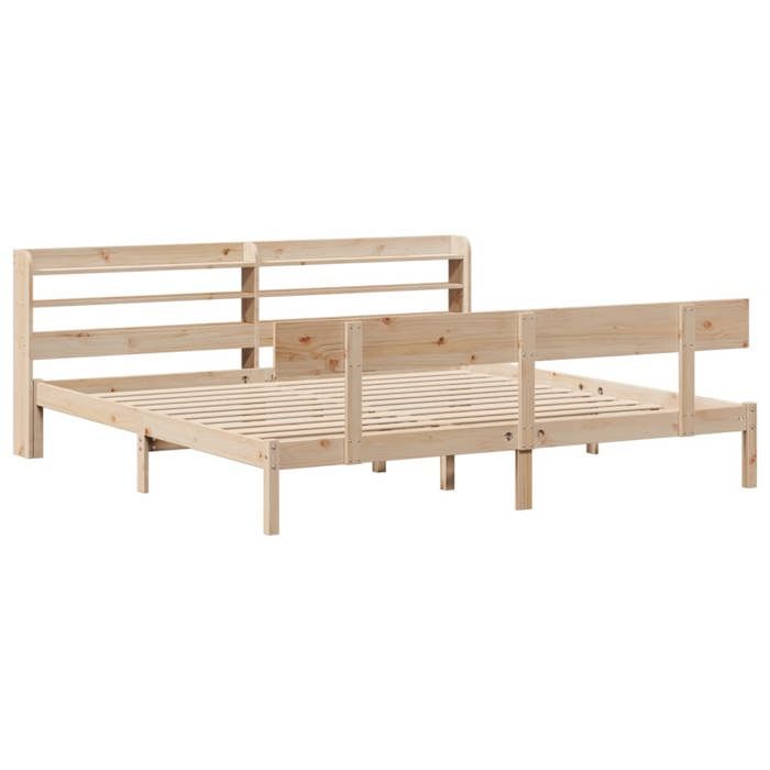 VidaXL Bed Frame with Headboard 200x200 Cm Solid Pine Wood, Bed, Bedroom Furniture, Wooden Bed, Bed 3306627