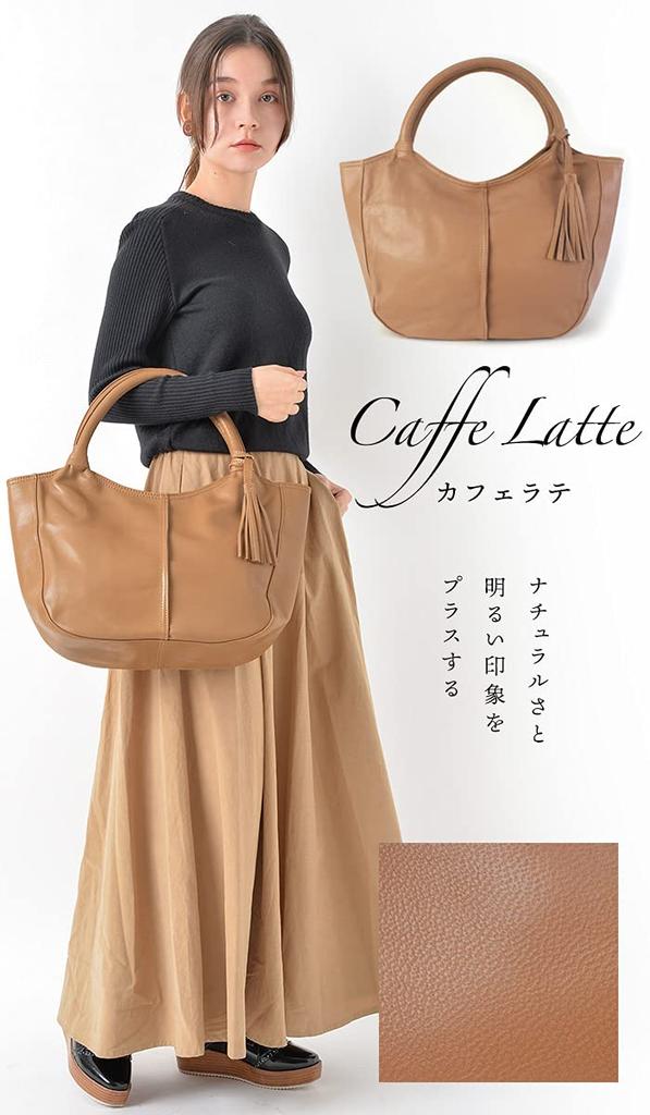 Echtleder Tragetasche Schultertasche Ziegenleder Mylene Ziege Cafe Latte [Notre Favorie] Damen