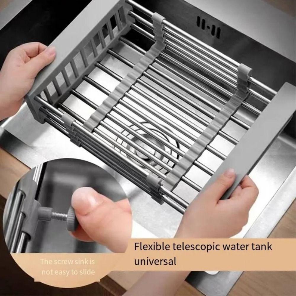 Stainless Steel Dish Organizer Multipurpose Sink Cleaning Basket Dish Drying Rack  Restaurant